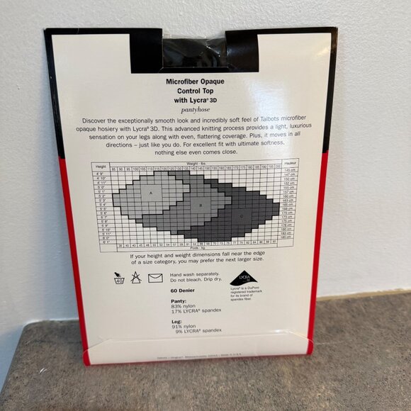 Talbots Microfiber Opaque Control Top Pantyhose Lycra 3D Size A Loden VTG Hose - Picture 8 of 9